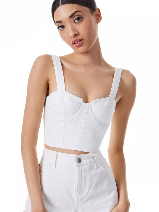 Alice + Olivia Tops - Alice + Olivia White Structured Bustier Crop Top